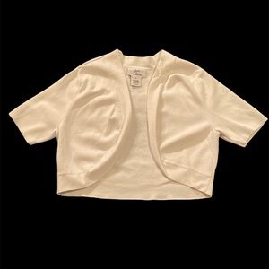 White short sleeve throw over sweater